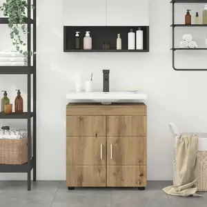 vidaXL Armoire de lavabo de salle de bain avec porte chêne artisanal pas cher