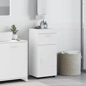 vidaXL Cabinet de salle de bain avec stockage Blanc 37 x 31.5 x 82 cm pas cher