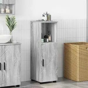 vidaXL Cabinet de salle de bain avec porte Sonoma gris 30 x 35 x 95 cm pas cher