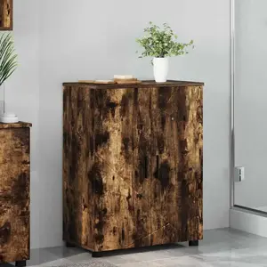 vidaXL Cabinet de salle de bain avec porte Chêne fumé 60 x 35 x 80 cm pas cher