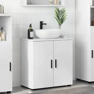 vidaXL Cabinet de salle de bain avec étagère Blanc 61 x 35 x 64 cm pas cher
