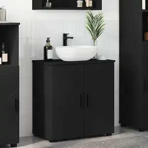 vidaXL Cabinet de salle de bain Noir 61 x 35 x 64 cm Bois d'ingénierie pas cher