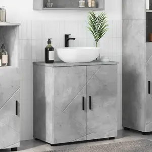 vidaXL Cabinet de salle de bain avec porte Gris béton 61 x 35 x 64 cm pas cher