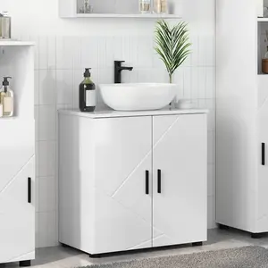 vidaXL Cabinet de salle de bain Blanc brillant 61 x 35 x 64 cm pas cher