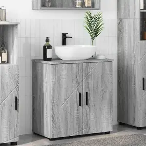 vidaXL Cabinet de salle de bain avec porte Sonoma gris 61 x 35 x 64 cm pas cher