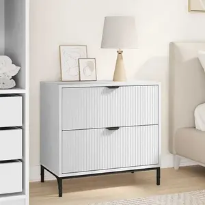 vidaXL Table de chevet Blanc 63,5 x 36 x 61 cm Bois d'ingénierie pas cher