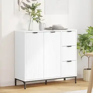 vidaXL Buffet avec tiroir Blanc 89,5 x 33 x 82 cm Bois d'ingénierie pas cher