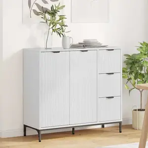 vidaXL Buffet Blanc brillant 89,5 x 33 x 82 cm Bois d'ingénierie pas cher