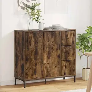 vidaXL Buffet Chêne fumé 89,5 x 33 x 82 cm Bois d'ingénierie pas cher