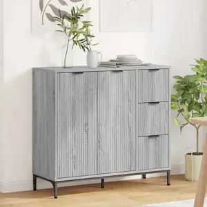 vidaXL Buffet Sonoma gris 89,5 x 33 x 82 cm Bois d'ingénierie pas cher