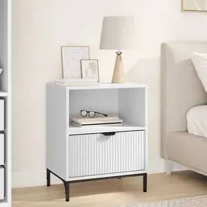 vidaXL Table de chevet Blanc 49 x 36 x 61 cm Bois d'ingénierie pas cher
