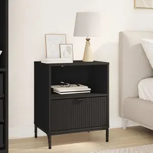 vidaXL Table de chevet Noir 49 x 36 x 61 cm Bois d'ingénierie pas cher
