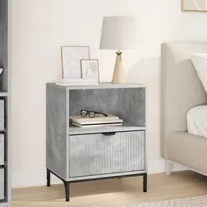 vidaXL Table de chevet Gris béton 49 x 36 x 61 cm Bois d'ingénierie pas cher