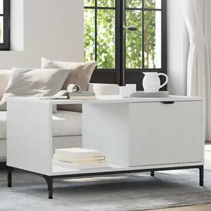vidaXL Table basse Blanc 90 x 49 x 46 cm Bois d'ingénierie pas cher
