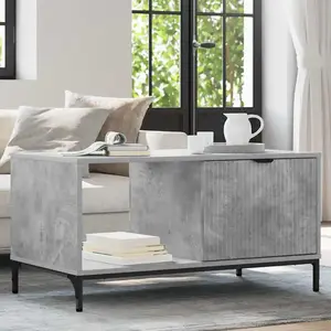 vidaXL Table basse Gris béton 90 x 49 x 46 cm Bois d'ingénierie pas cher