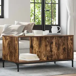 vidaXL Table basse Chêne fumé 90 x 49 x 46 cm Bois d'ingénierie pas cher
