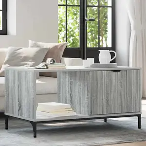 vidaXL Table basse Sonoma gris 90 x 49 x 46 cm Bois d'ingénierie pas cher