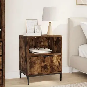 vidaXL Table de chevet Chêne fumé 49 x 36 x 61 cm Bois d'ingénierie pas cher