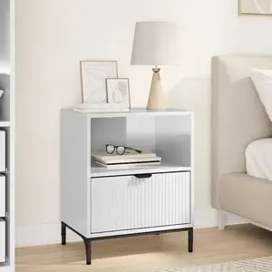 vidaXL Table de chevet avec tiroir Blanc brillant 49 x 36 x 61 cm pas cher