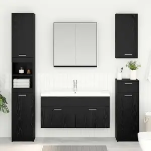 vidaXL Armoire d'évier Chêne noir 38,5 x 100 x 46 cm Bois d'ingénierie pas cher