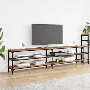 vidaXL Meuble TV Bois Ancien 200 x 30 x 50 cm Bois d'ingénierie et fer pas cher