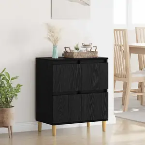 vidaXL Buffet Chêne noir 60 x 35 x 70 cm Bois d'ingénierie pas cher