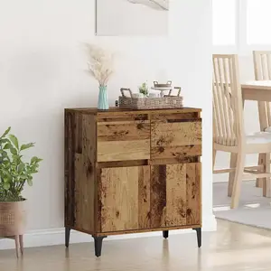 vidaXL Buffet Bois Ancien 60 x 35 x 70 cm Bois d'ingénierie et fer pas cher