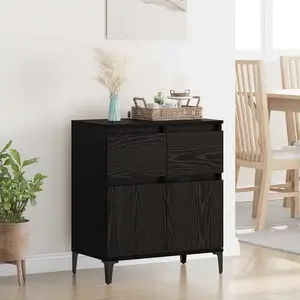 vidaXL Buffet Chêne noir 60 x 35 x 70 cm Bois d'ingénierie et fer pas cher