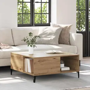 vidaXL Table basse Chêne artisanal 80 x 80 x 36,5 cm Bois d'ingénierie pas cher