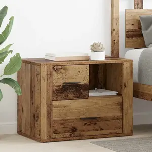 vidaXL Cabinet de chevet Bois ancien 60 x 36 x 45 cm Bois d'ingénierie pas cher