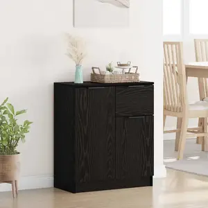 vidaXL Vidaxl Buffet Avec Tiroir Chêne Noir 60 X 30 X 70 Cm Bois D'ing...