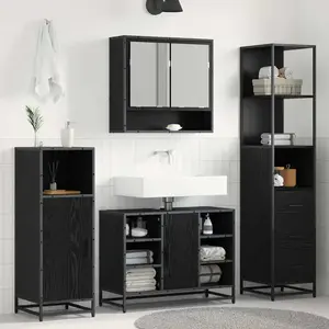 vidaXL Cabinet de salle de bain Chêne noir 35 x 37.5 x 166 cm pas cher