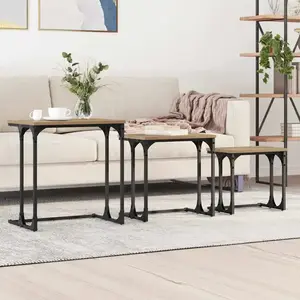 vidaXL Table basse gigogne 3 pcs chêne artisanal 50.5 x 35 x 53 cm pas cher