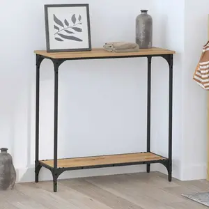vidaXL Table console avec étagère chêne artisanal 75 x 30.5 x 75 cm pas cher
