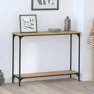 vidaXL Table console avec étagère chêne artisanal 101 x 30.5 x 75 cm pas cher