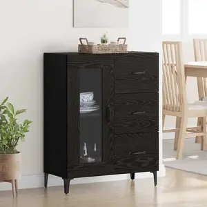 vidaXL Buffet Chêne noir 69,5 x 34 x 90 cm Bois d'ingénierie et fer pas cher