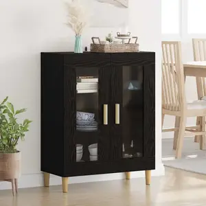 vidaXL Buffet Chêne noir 69,5 x 34 x 90 cm Bois d'ingénierie pas cher