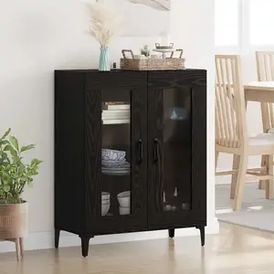 vidaXL Buffet Chêne noir 69,5 x 34 x 90 cm Bois d'ingénierie et fer pas cher