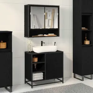 vidaXL Meuble de Lavabo de Salle de Bain Chêne noir 65 x 33 x 60 cm pas cher