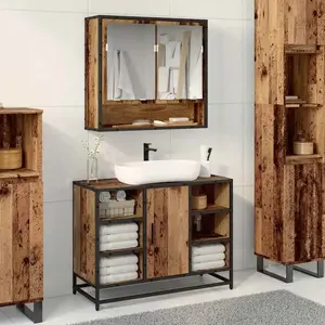vidaXL Meuble de Lavabo de Salle de Bain Bois ancien 80 x 33 x 60 cm pas cher