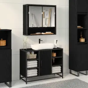 vidaXL Meuble de Lavabo de Salle de Bain Chêne noir 80 x 33 x 60 cm pas cher