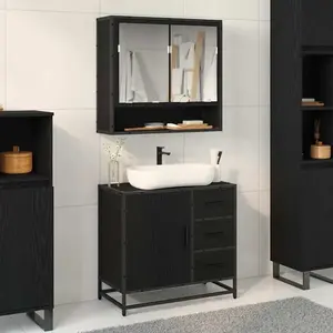vidaXL Meuble de Lavabo de Salle de Bain Chêne noir 65 x 33 x 60 cm pas cher