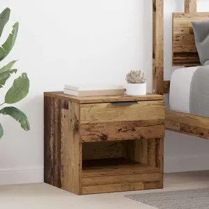 vidaXL Armoire de lit avec tiroir 2 pcs Bois ancien 40 x 39 x 40 cm pas cher