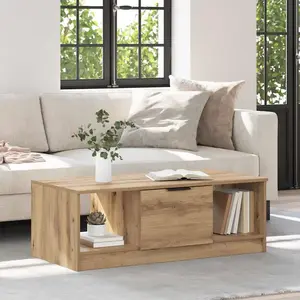 vidaXL Table basse chêne artisanal 100 x 50 x 36 cm Bois d'ingénierie pas cher