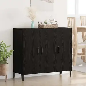 vidaXL Buffet Chêne noir 34 x 90 x 80 cm Bois d'ingénierie pas cher