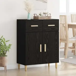 vidaXL Buffet Chêne noir 34 x 69,5 x 89 cm Bois d'ingénierie pas cher