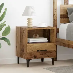 vidaXL Cabinet de chevet avec tiroir Bois ancien 40 x 35 x 47.5 cm pas cher
