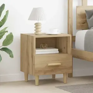 vidaXL Cabinet de chevet avec tiroir chêne artisanal 40 x 35 x 47.5 cm pas cher