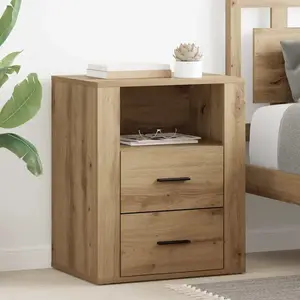vidaXL Cabinet de chevet avec tiroir chêne artisanal 50 x 36 x 60 cm pas cher