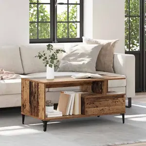 vidaXL Table basse Bois ancien 90 x 49 x 45 cm Bois d'ingénierie pas cher